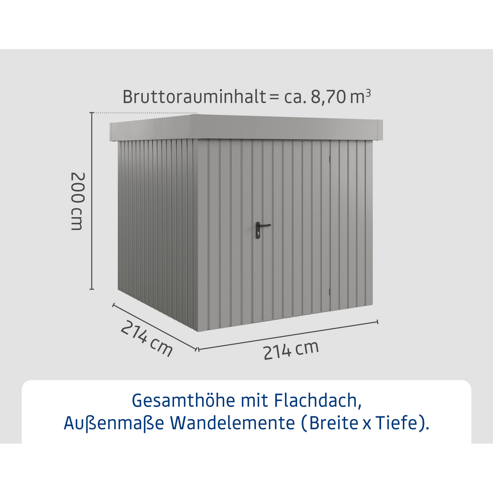 Gerätehaus 'Euroline EFD5 Trend-Sk' graualuminium 229 x 229 x 203 cm, Einzeltür