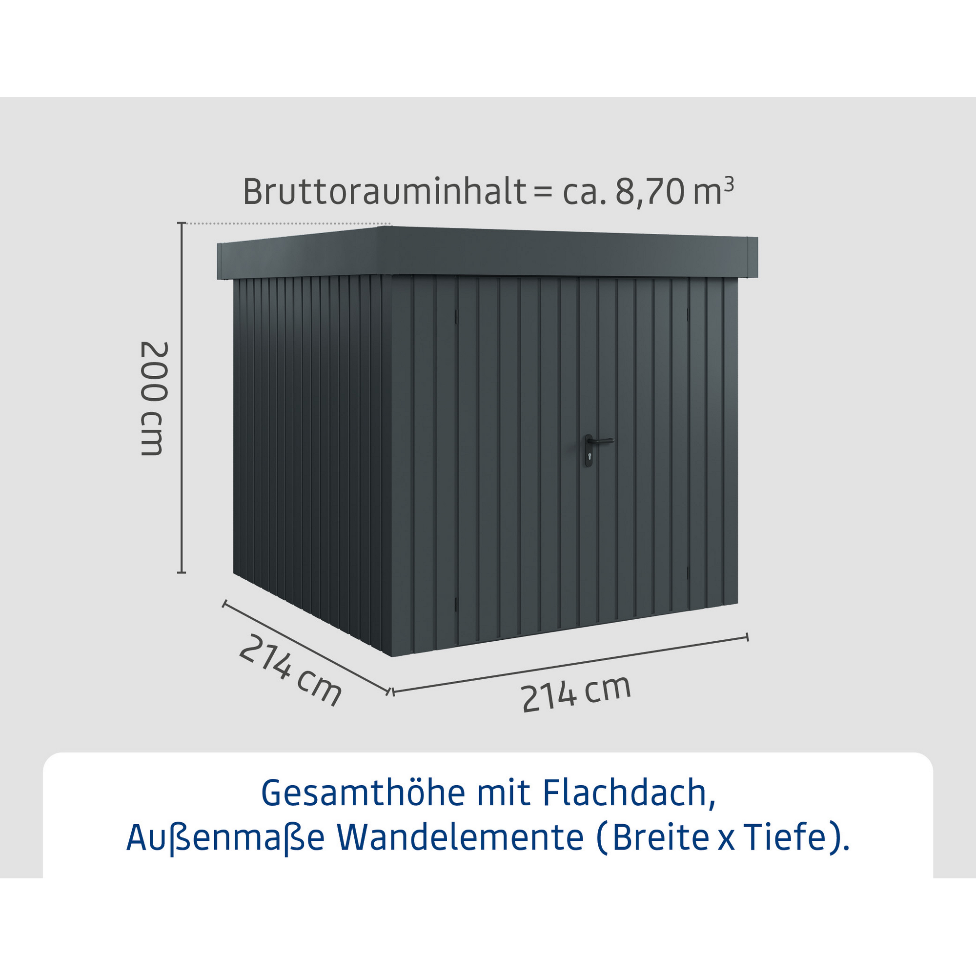 Gerätehaus 'Euroline EFD5 Trend-Sk' anthrazitgrau 229 x 229 x 203 cm, Doppeltür