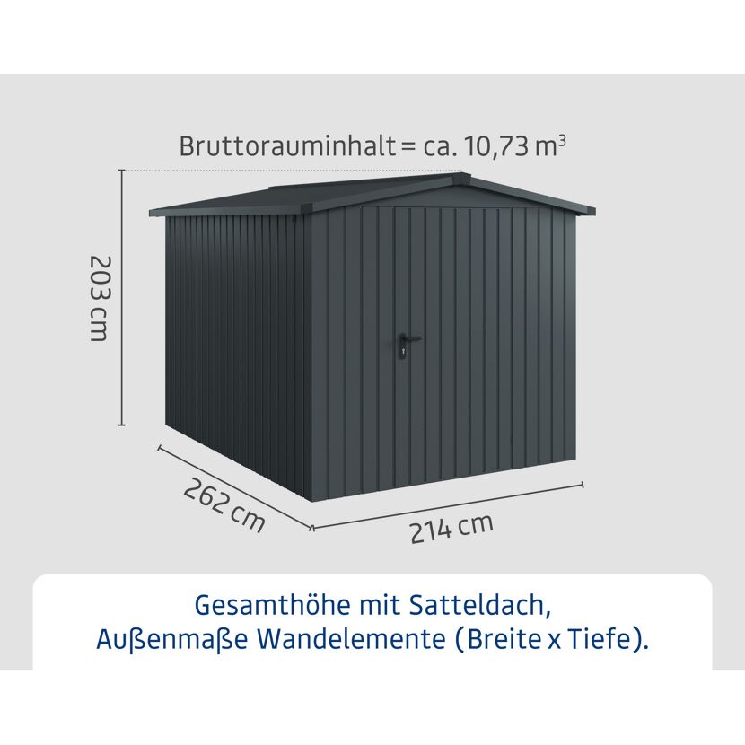 Gerätehaus 'Euroline ESD6 Trend-Sk' anthrazitgrau 237 x 277 x 203 cm, Einzeltür