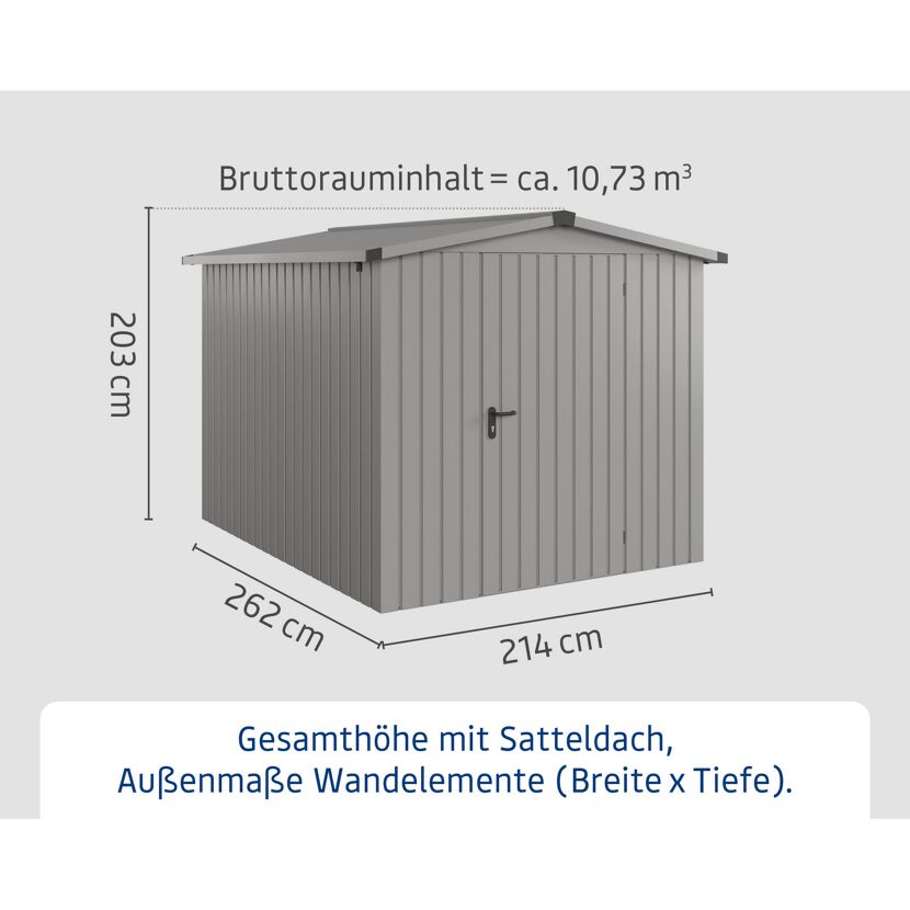 Gerätehaus 'Euroline ESD6 Trend-Sk' graualuminium 237 x 277 x 203 cm, Einzeltür