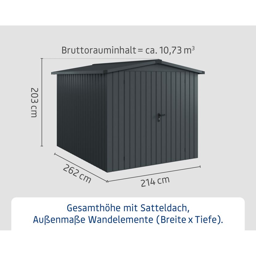 Gerätehaus 'Euroline ESD6 Trend-Sk' anthrazitgrau 237 x 277 x 203 cm, Doppeltür