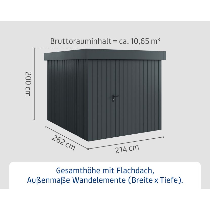 Gerätehaus 'Euroline EFD6 Trend-Sk' anthrazitgrau 229 x 277 x 203 cm, Einzeltür