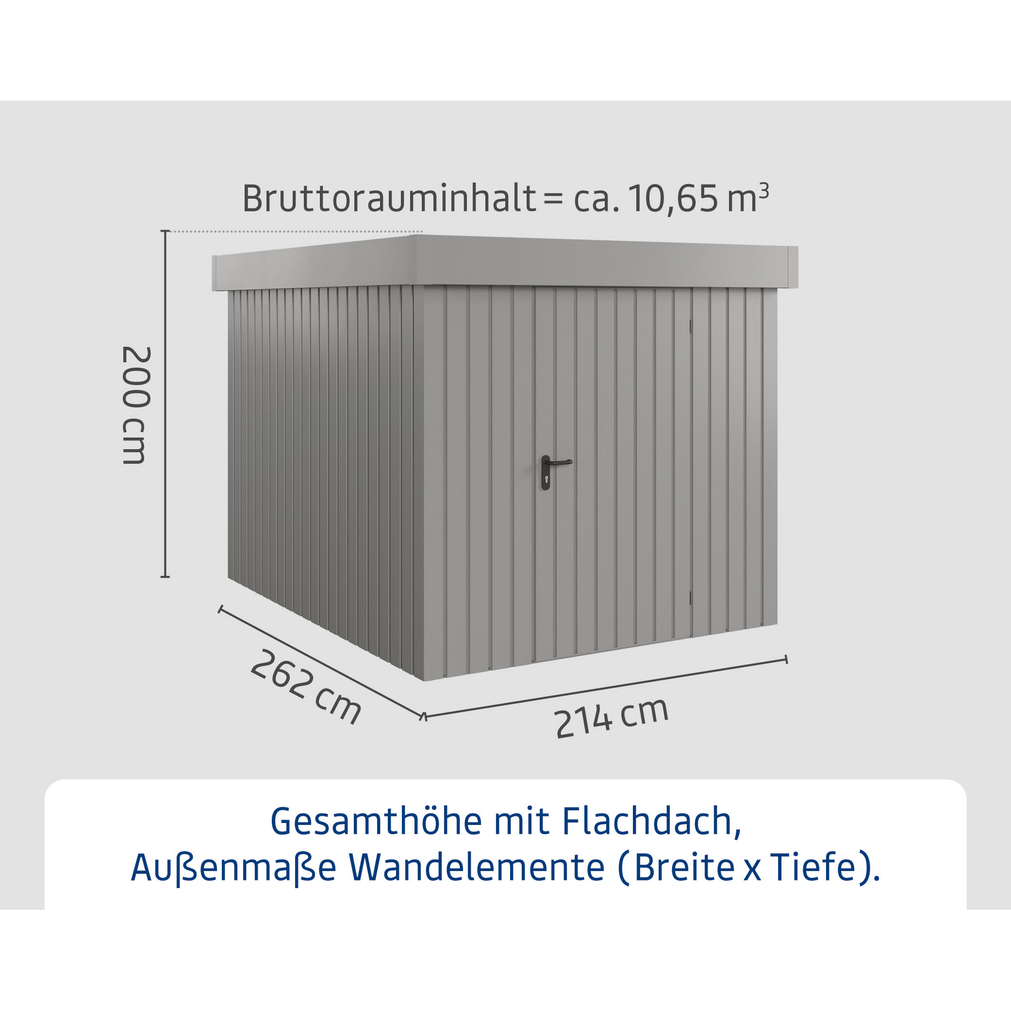 Gerätehaus 'Euroline EFD6 Trend-Sk' graualuminium 229 x 277 x 203 cm, Einzeltür