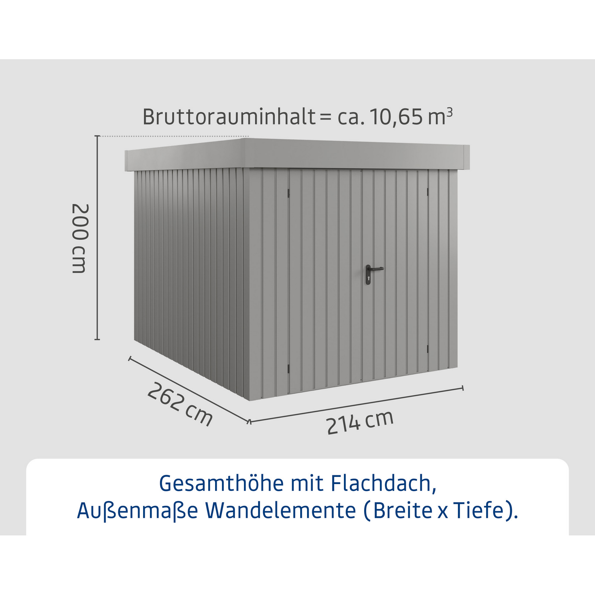 Gerätehaus 'Euroline EFD6 Trend-Sk' graualuminium 229 x 277 x 203 cm, Doppeltür