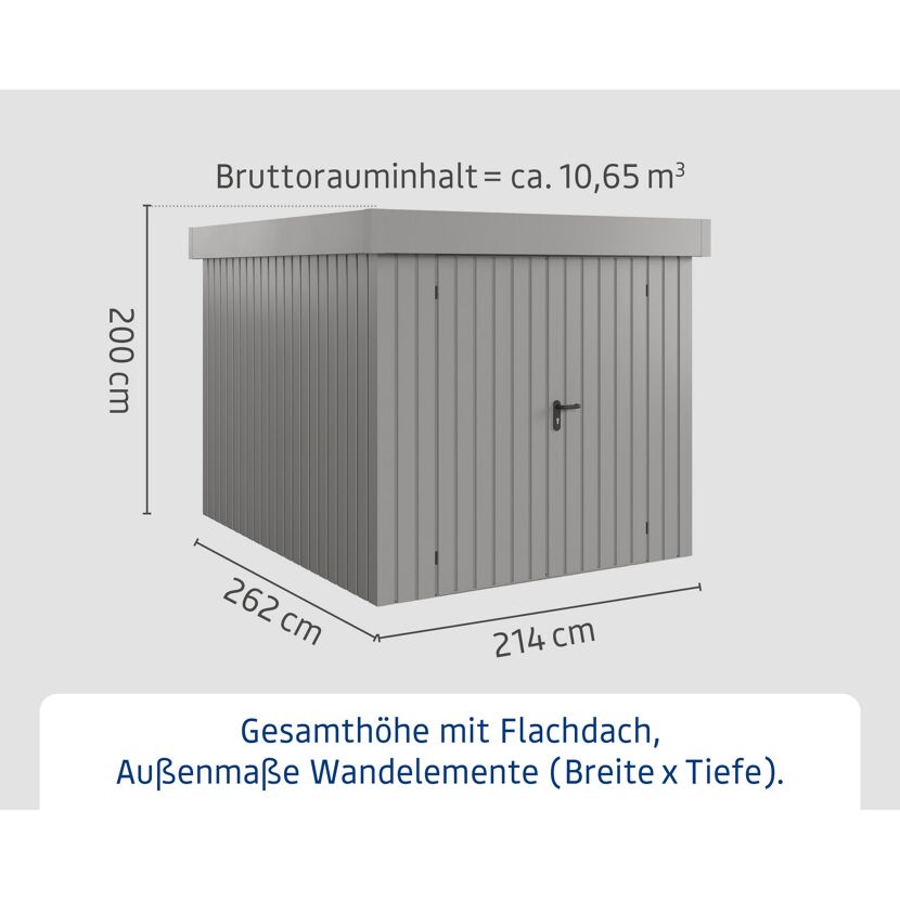 Gerätehaus 'Euroline EFD6 Trend-Sk' graualuminium 229 x 277 x 203 cm, Doppeltür