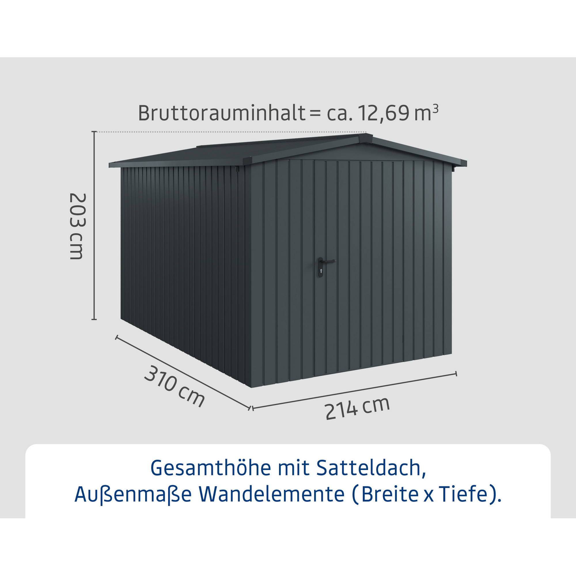 Gerätehaus 'Euroline ESD7 Trend-Sk' anthrazitgrau 237 x 325 x 203 cm, Einzeltür