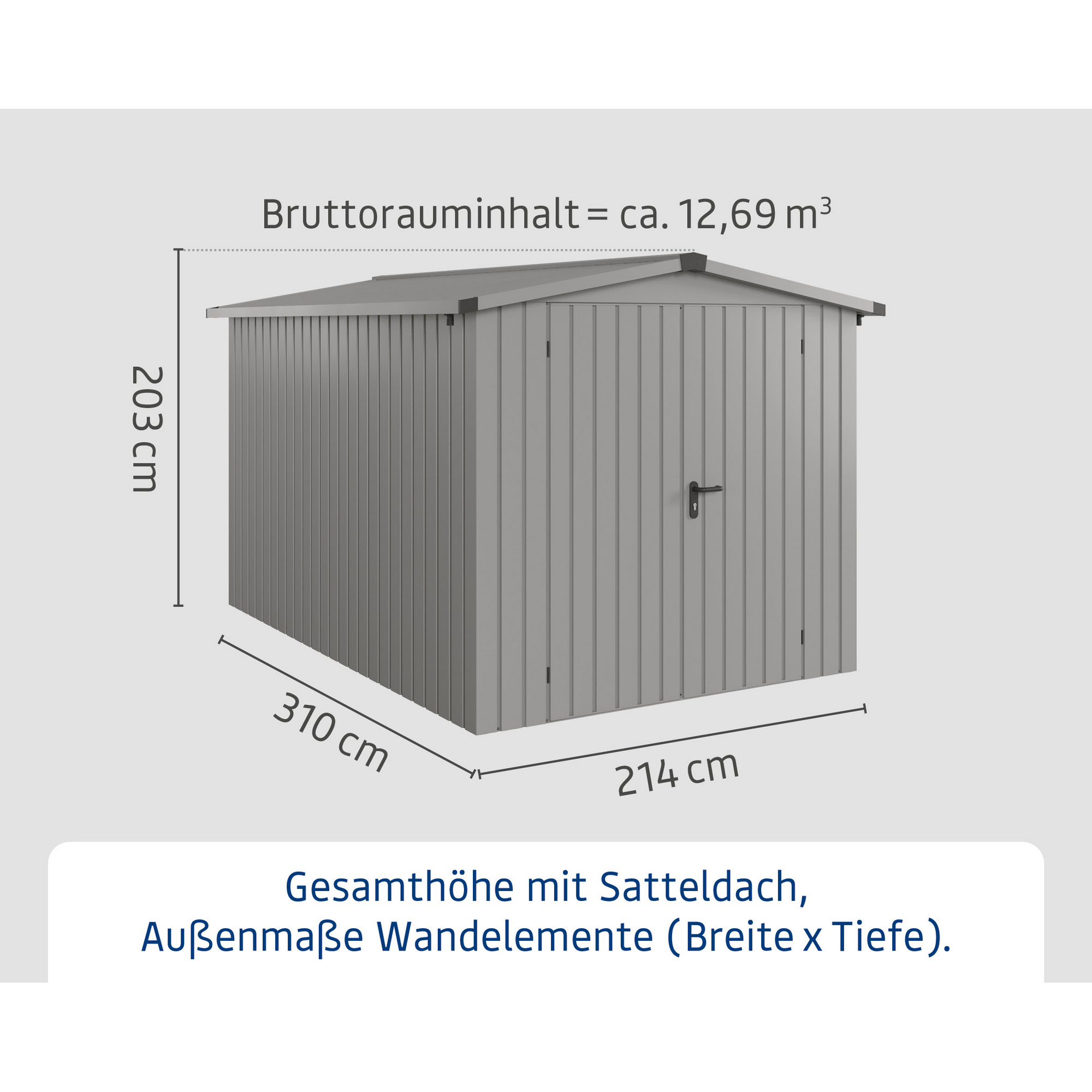 Gerätehaus 'Euroline ESD7 Trend-Sk' graualuminium 237 x 325 x 203 cm, Doppeltür
