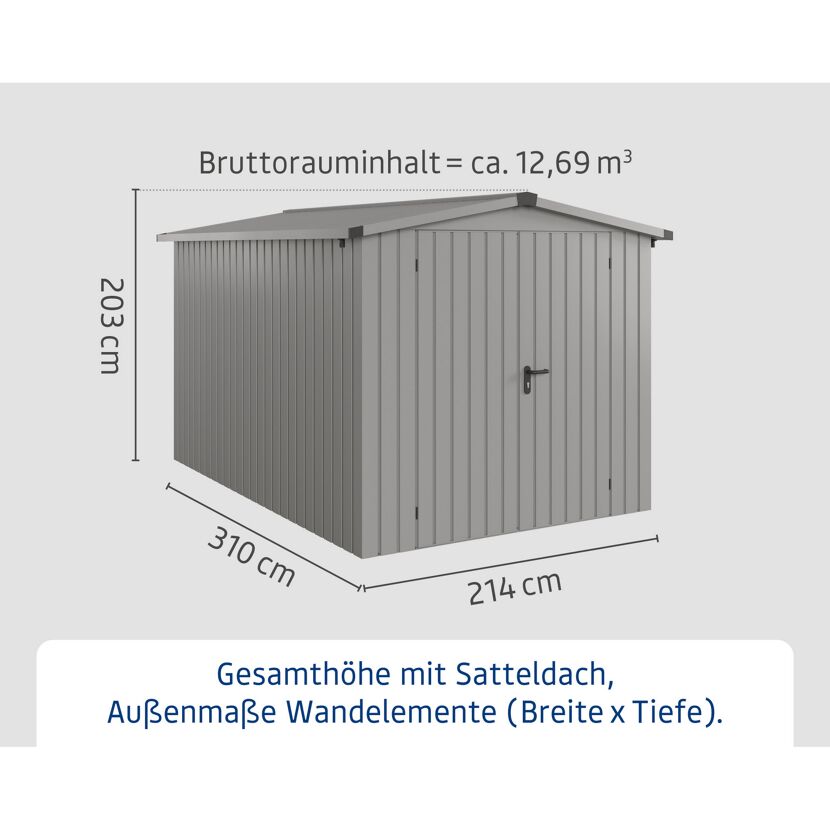 Gerätehaus 'Euroline ESD7 Trend-Sk' graualuminium 237 x 325 x 203 cm, Doppeltür