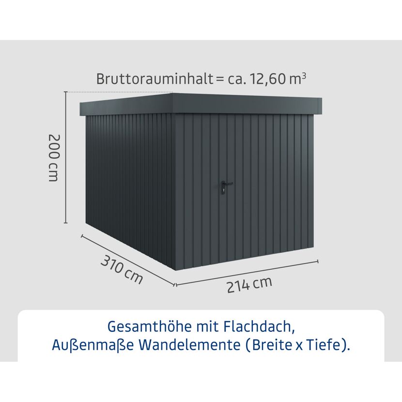 Gerätehaus 'Euroline EFD7 Trend-Sk' anthrazitgrau 229 x 325 x 203 cm, Einzeltür
