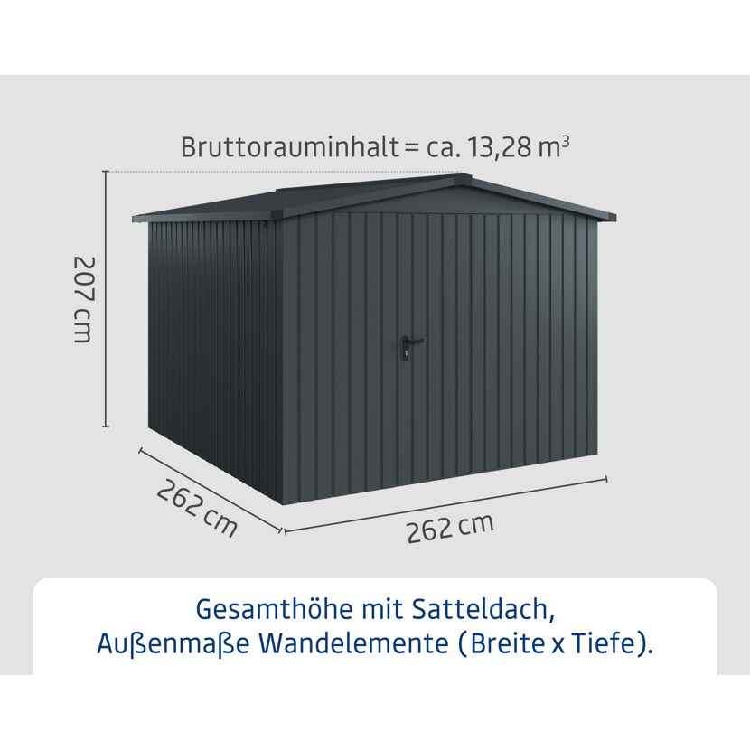 Gerätehaus 'Euroline ESD10 Trend-Sk' anthrazitgrau 285 x 277 x 207 cm, Einzeltür