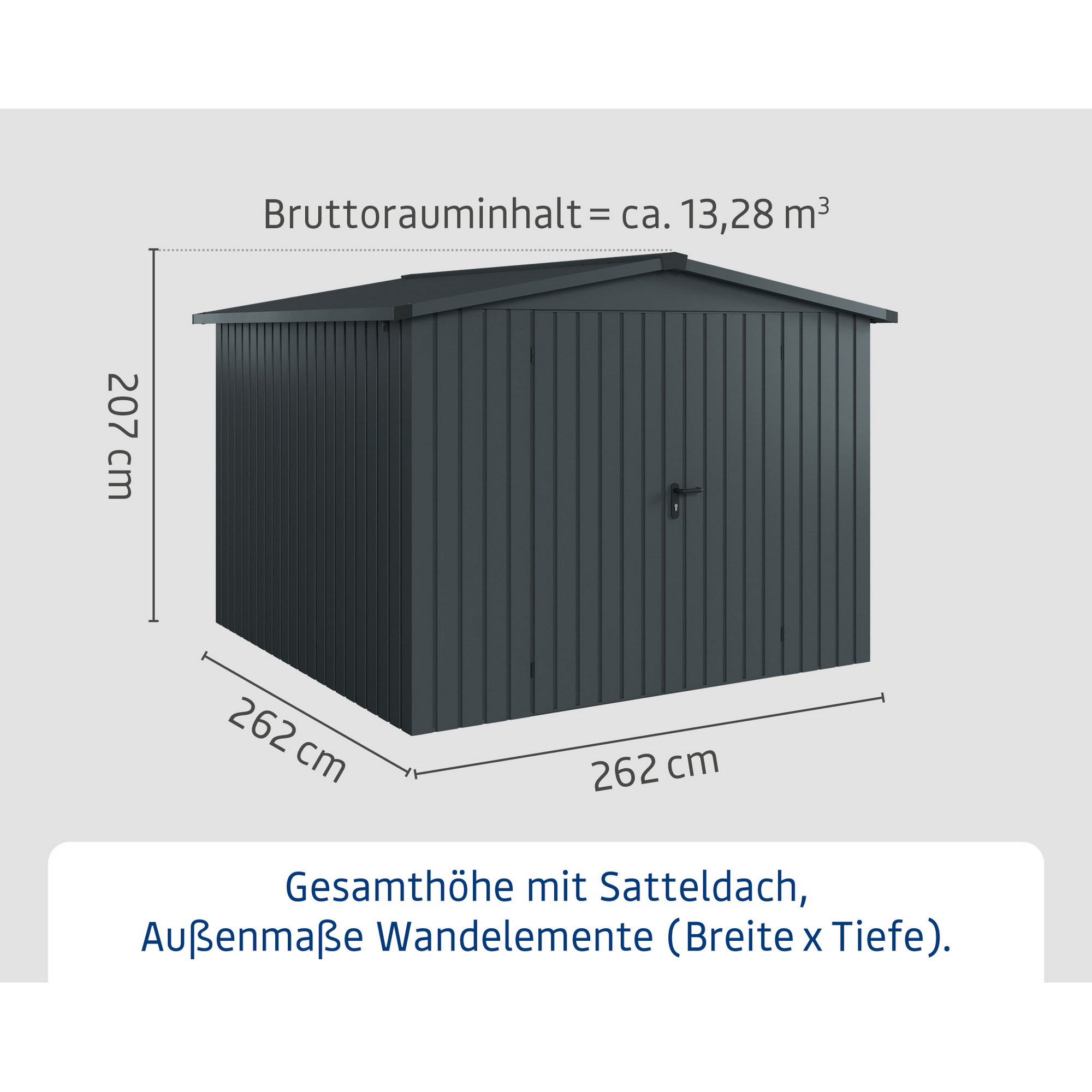 Gerätehaus 'Euroline ESD10 Trend-Sk' anthrazitgrau 285 x 277 x 207 cm, Doppeltür