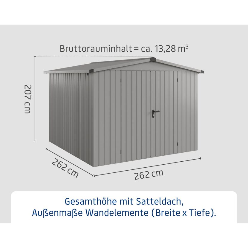 Gerätehaus 'Euroline ESD10 Trend-Sk' graualuminium 285 x 277 x 207 cm, Doppeltür