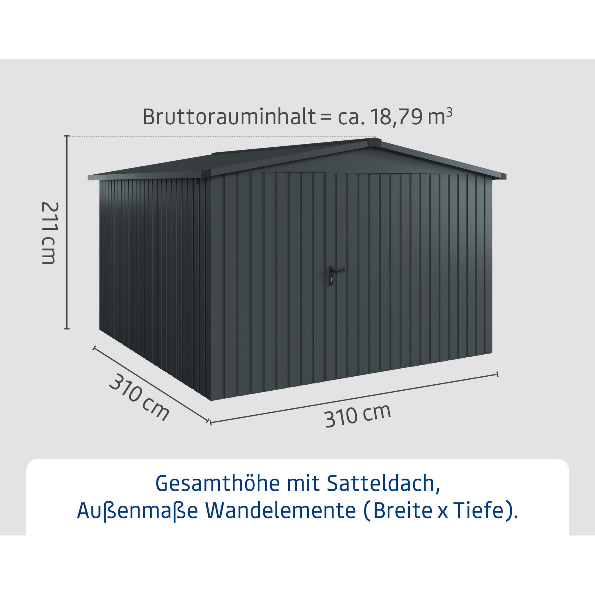 Gerätehaus 'Euroline ESD14 Trend-Sk' anthrazitgrau 333 x 325 x 211 cm, Einzeltür