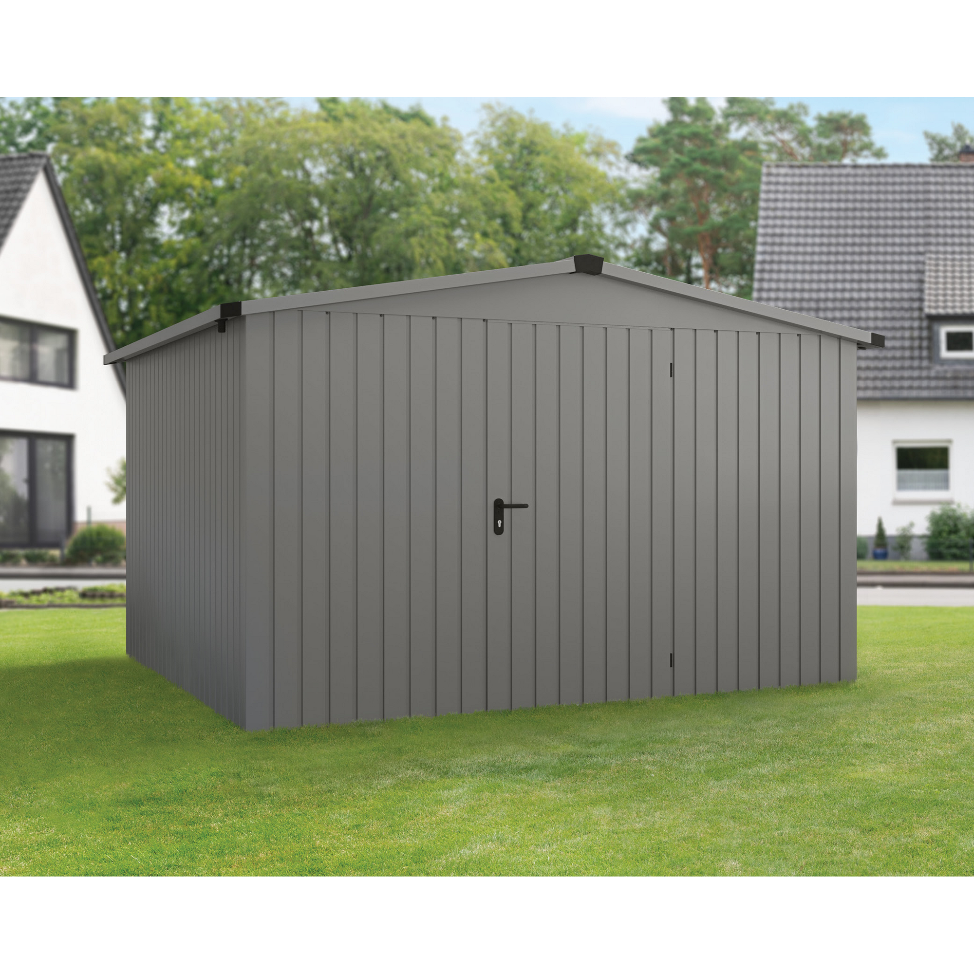 Gerätehaus 'Euroline ESD14 Trend-Sk' graualuminium 333 x 325 x 211 cm, Einzeltür