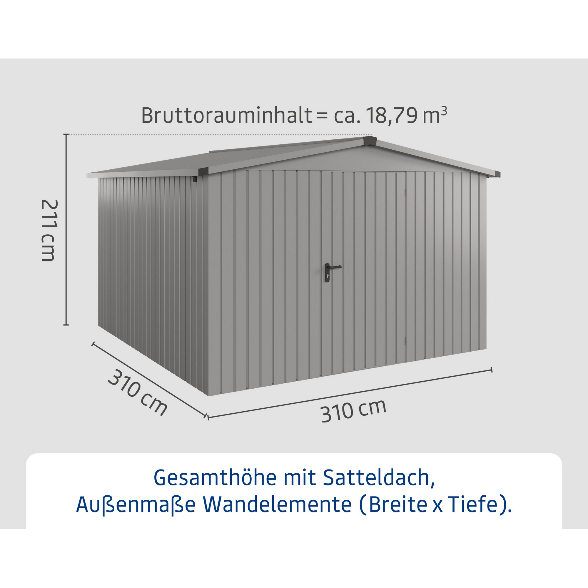 Gerätehaus 'Euroline ESD14 Trend-Sk' graualuminium 333 x 325 x 211 cm, Einzeltür