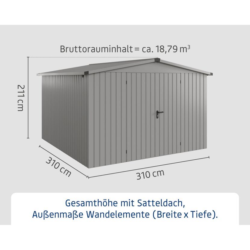 Gerätehaus 'Euroline ESD14 Trend-Sk' graualuminium 333 x 325 x 211 cm, Doppeltür