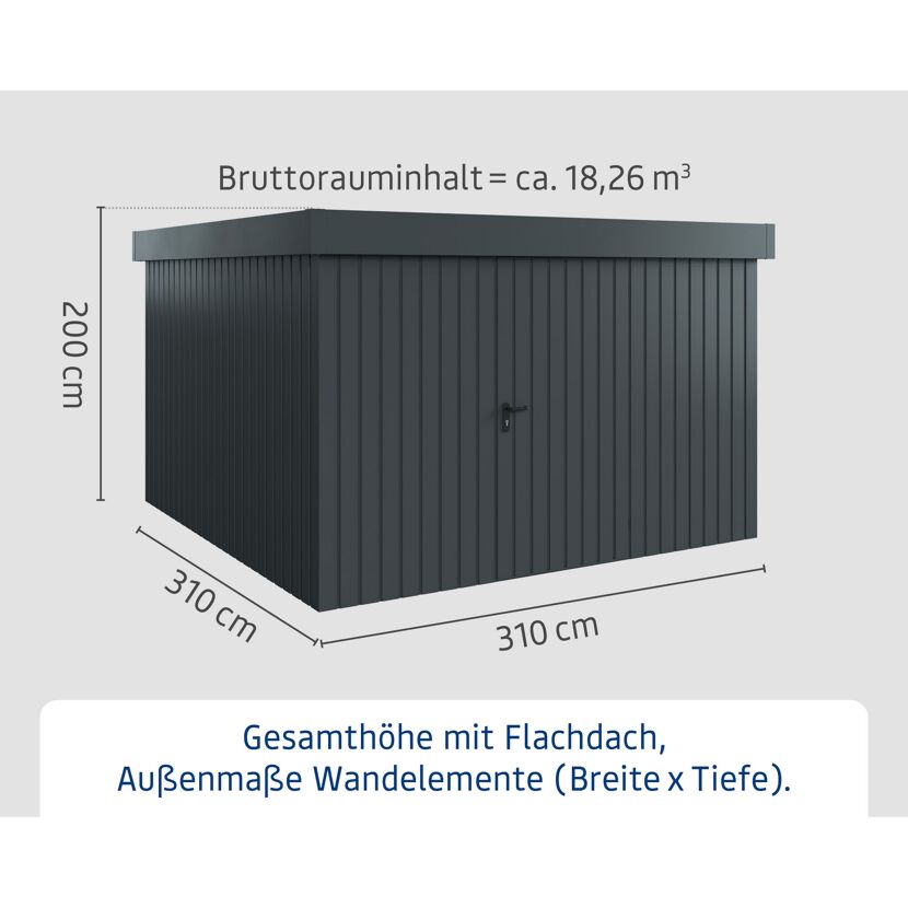Gerätehaus 'Euroline EFD14 Trend-Sk' anthrazitgrau 325 x 325 x 211 cm, Einzeltür