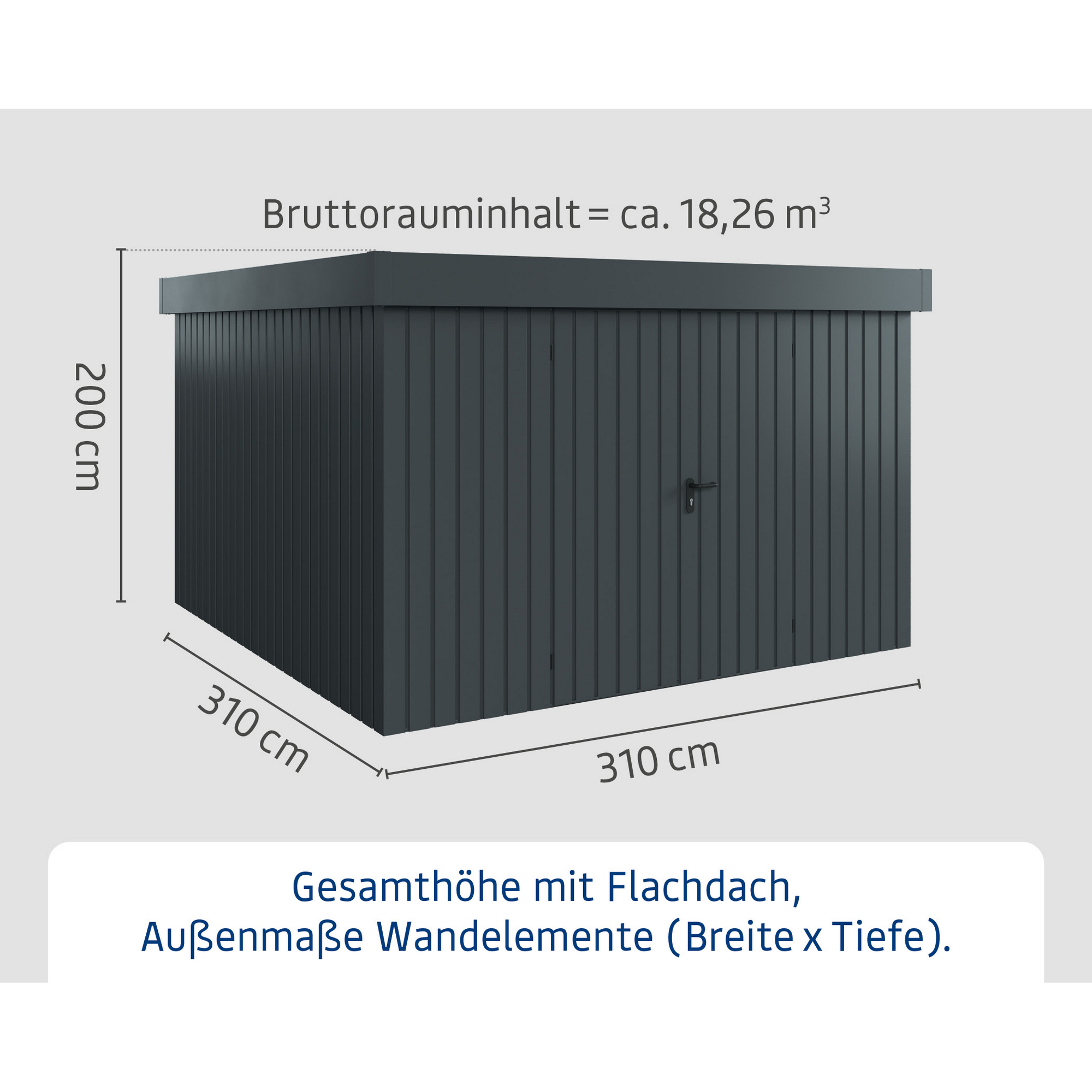 Gerätehaus 'Euroline EFD14 Trend-Sk' anthrazitgrau 325 x 325 x 211 cm, Doppeltür