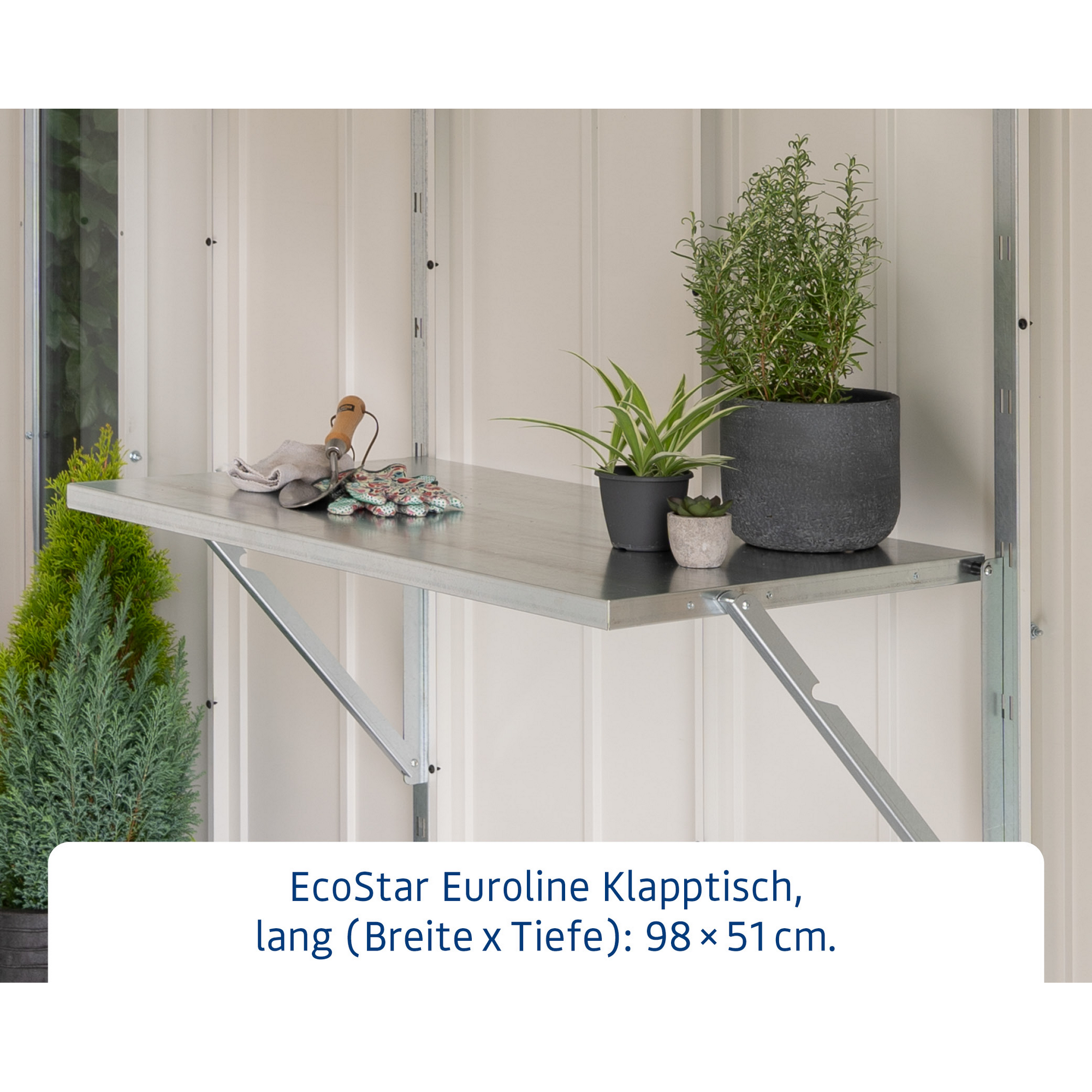 Klapptisch 'Euroline 960' Stahl 101 x 66 x 8 cm, für Gerätehaus