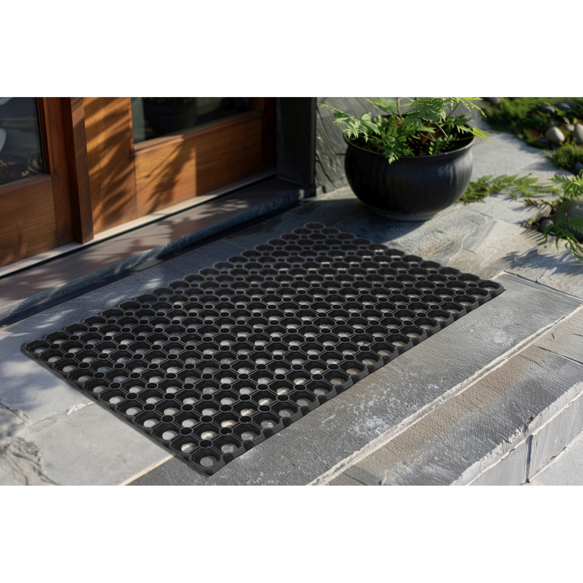 Gummiringmatte 'Boston' schwarz 80 x 120 cm