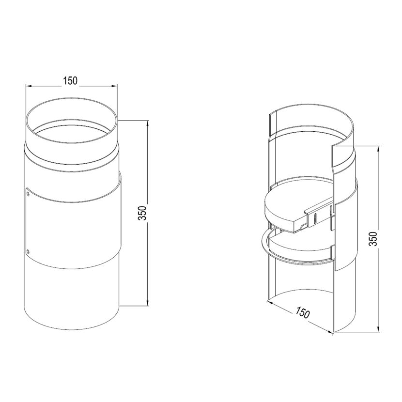 Technische Zeichnung Kaminofenfilter