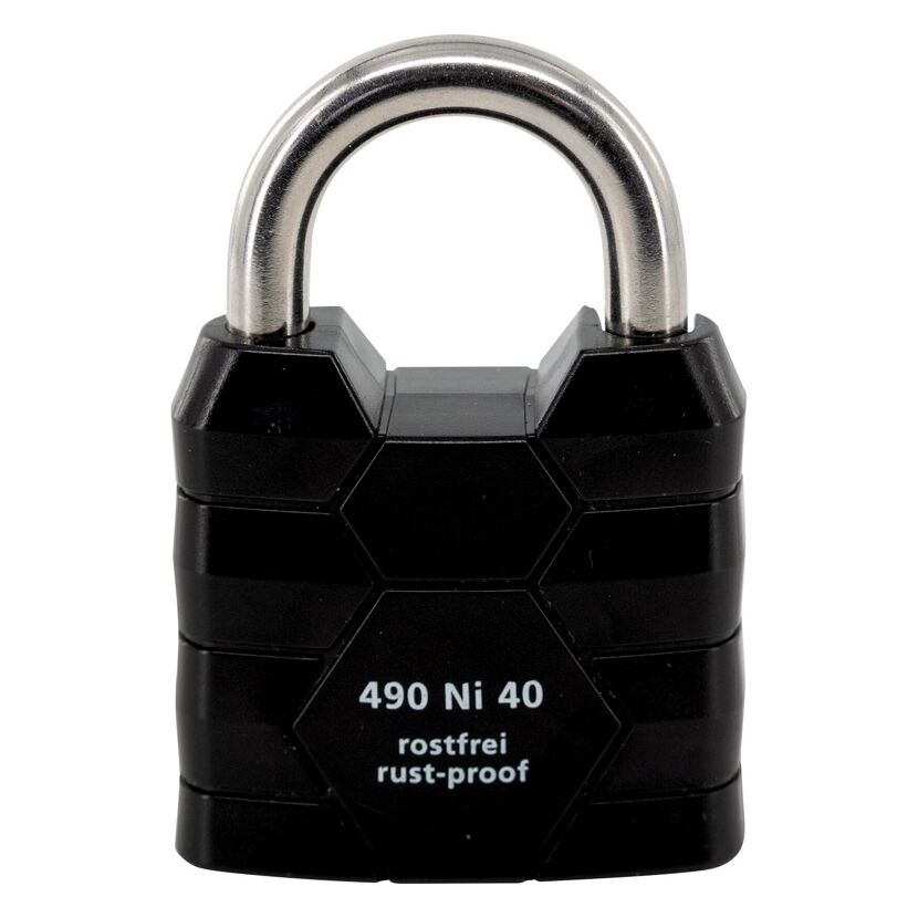 Zylinder-Vorhängeschloss '490 Ni 40 SB' schwarz 4,4 cm