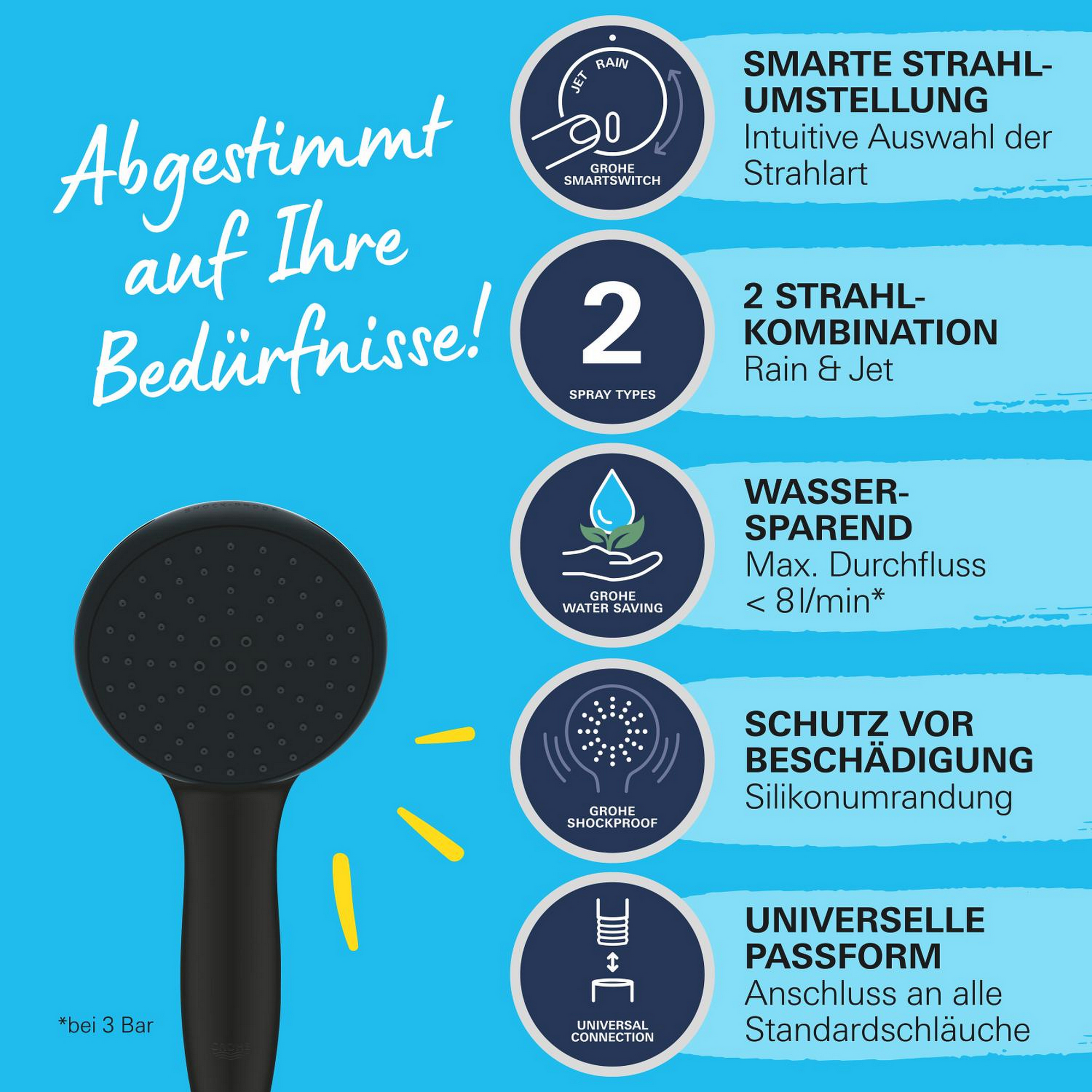 Handbrause 'Vitalio Start 110' matt schwarz 2 Strahlarten