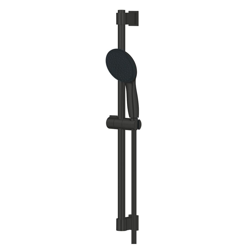 Schwarze Duschstange mit Duschkopf