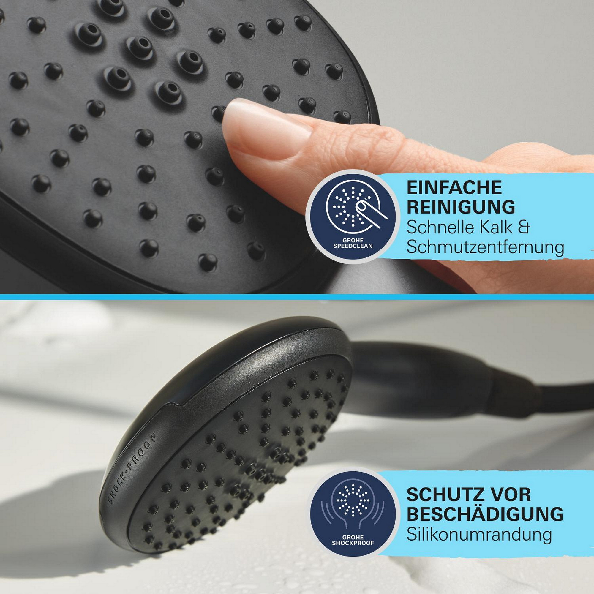 Brausestangen-Set 'Vitalio Start 110' matt schwarz 2 Strahlarten