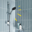 Brausestangenset 'Vitalio Comfort 110' chromfarben eckig 3 Strahlarten, 60 cm
