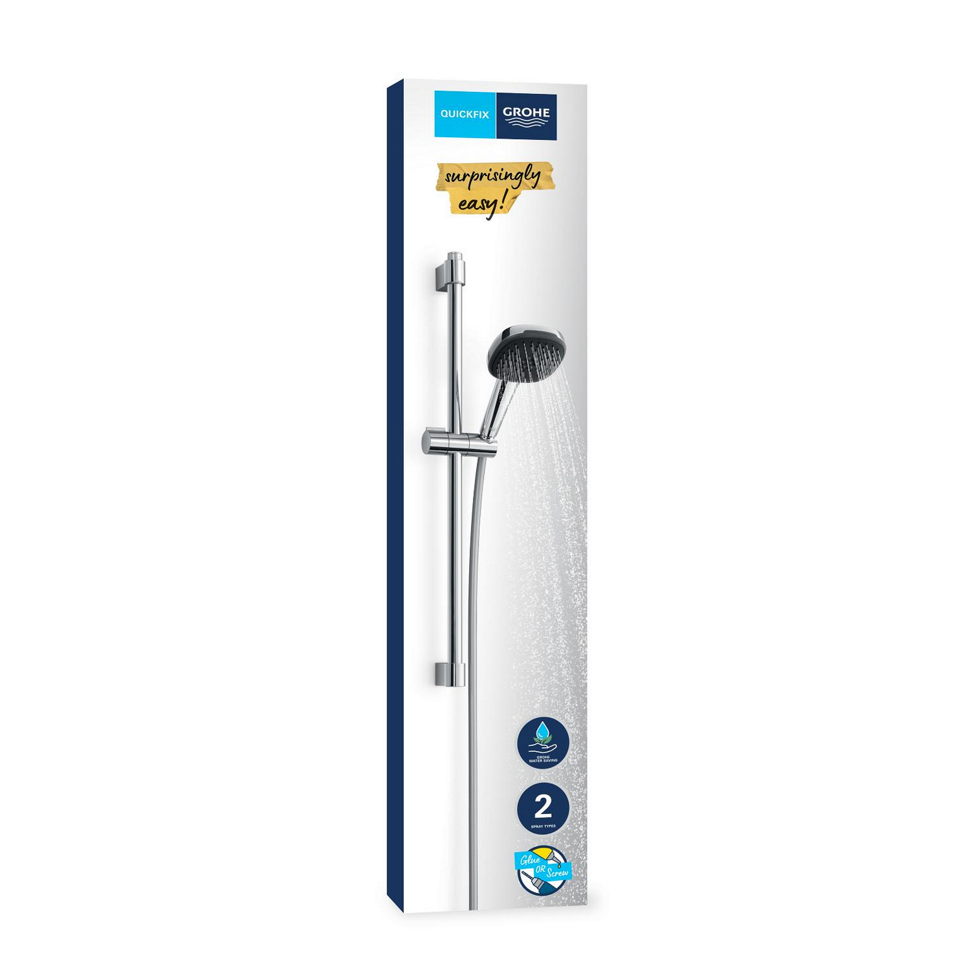 Brausestangenset 'Vitalio Comfort 110' chromfarben eckig 2 Strahlarten, 60 cm