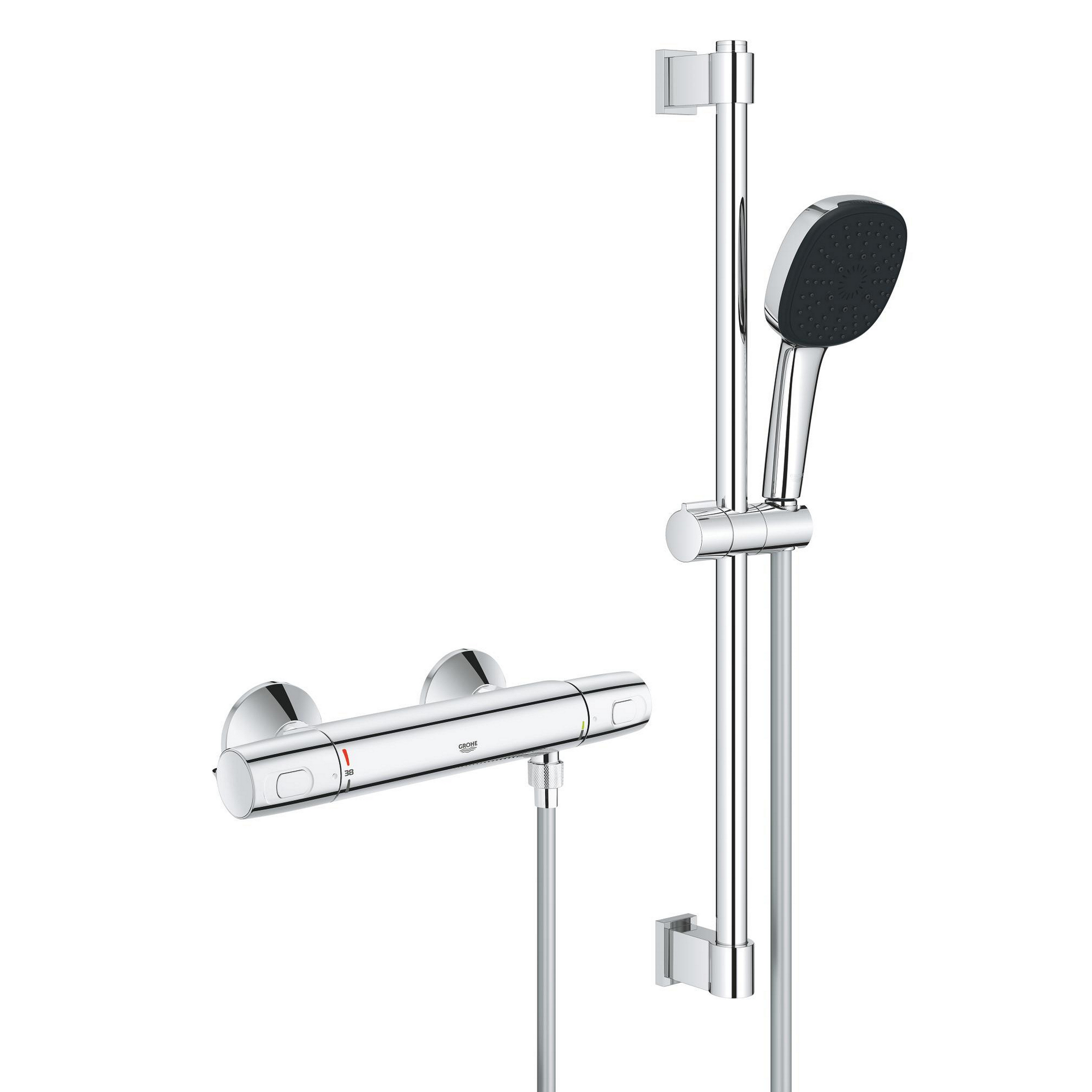 Thermostat-Brausegarnitur 'Precision Trend' chromfarben 3 Strahlarten, 60 cm