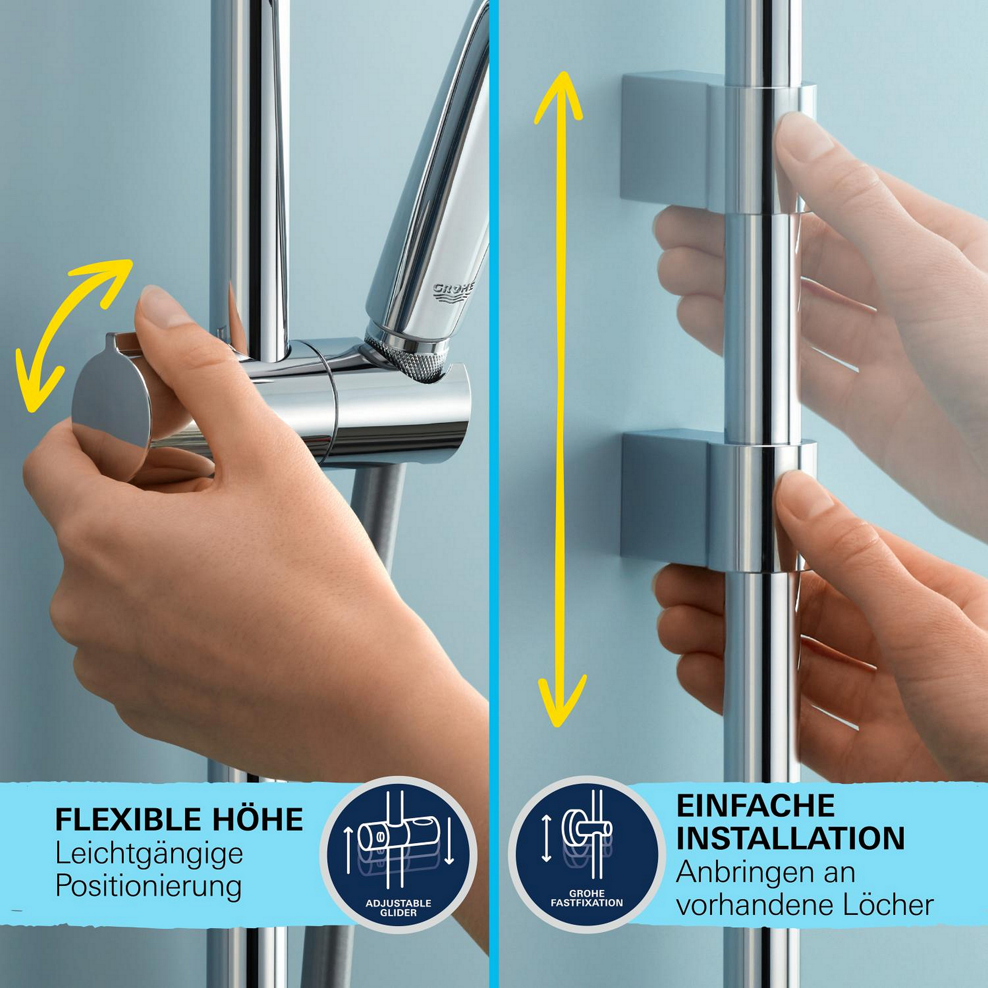 Thermostat-Brausegarnitur 'Precision Trend' chromfarben 3 Strahlarten, 60 cm
