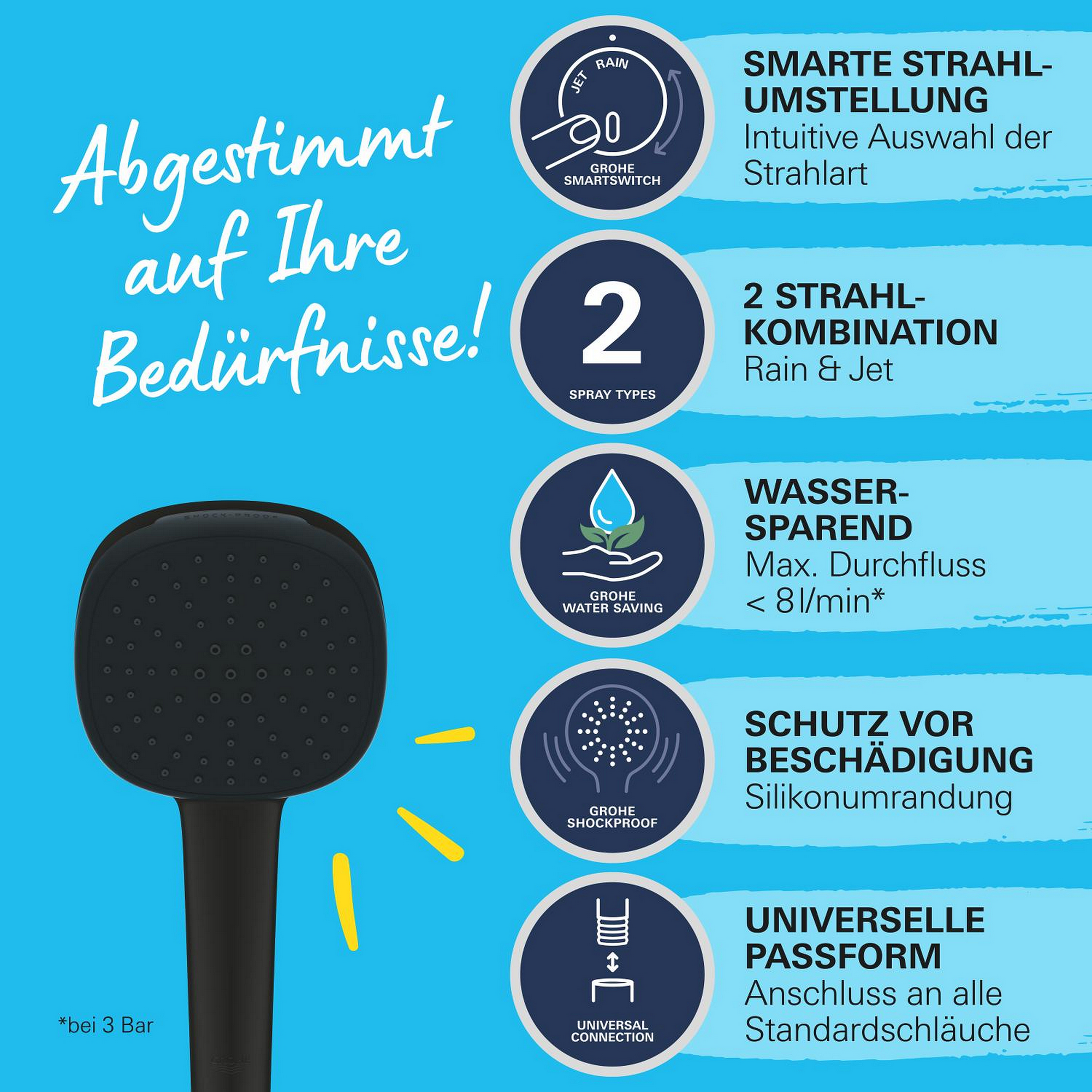 Handbrause 'Vitalio Comfort 110' matt schwarz 2 Strahlarten