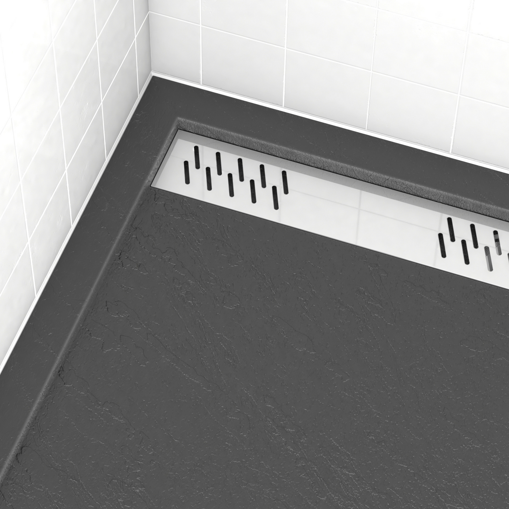 Ablaufgitter 'Goliath' 79,6 x 11 cm chromfarben