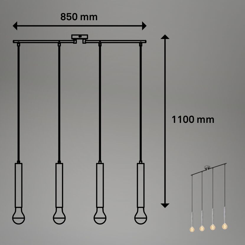 Pendelleuchte 'Longa' silber 60 W
