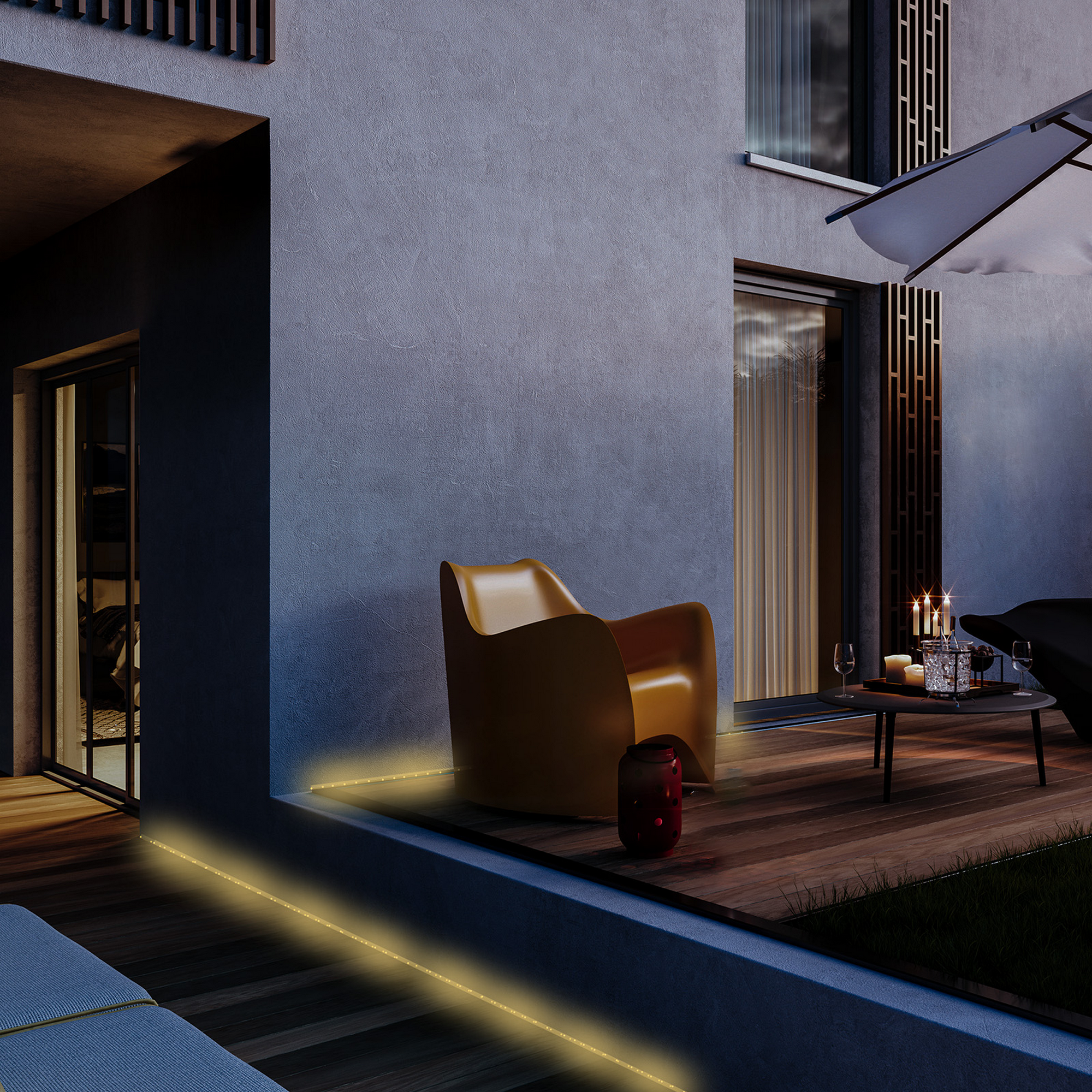 Solar-LED-Band 100 LED warmweiß