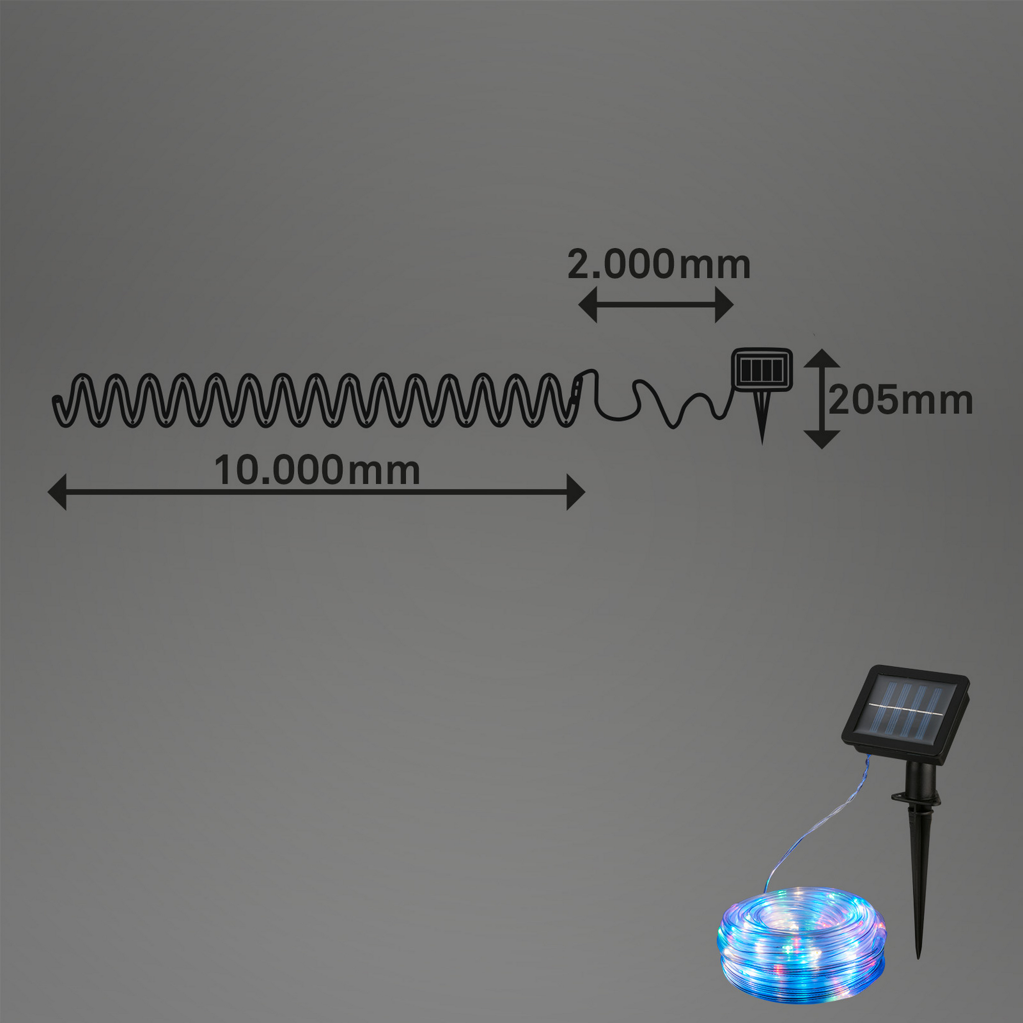 Solar-LED-Band 100 LED RGB