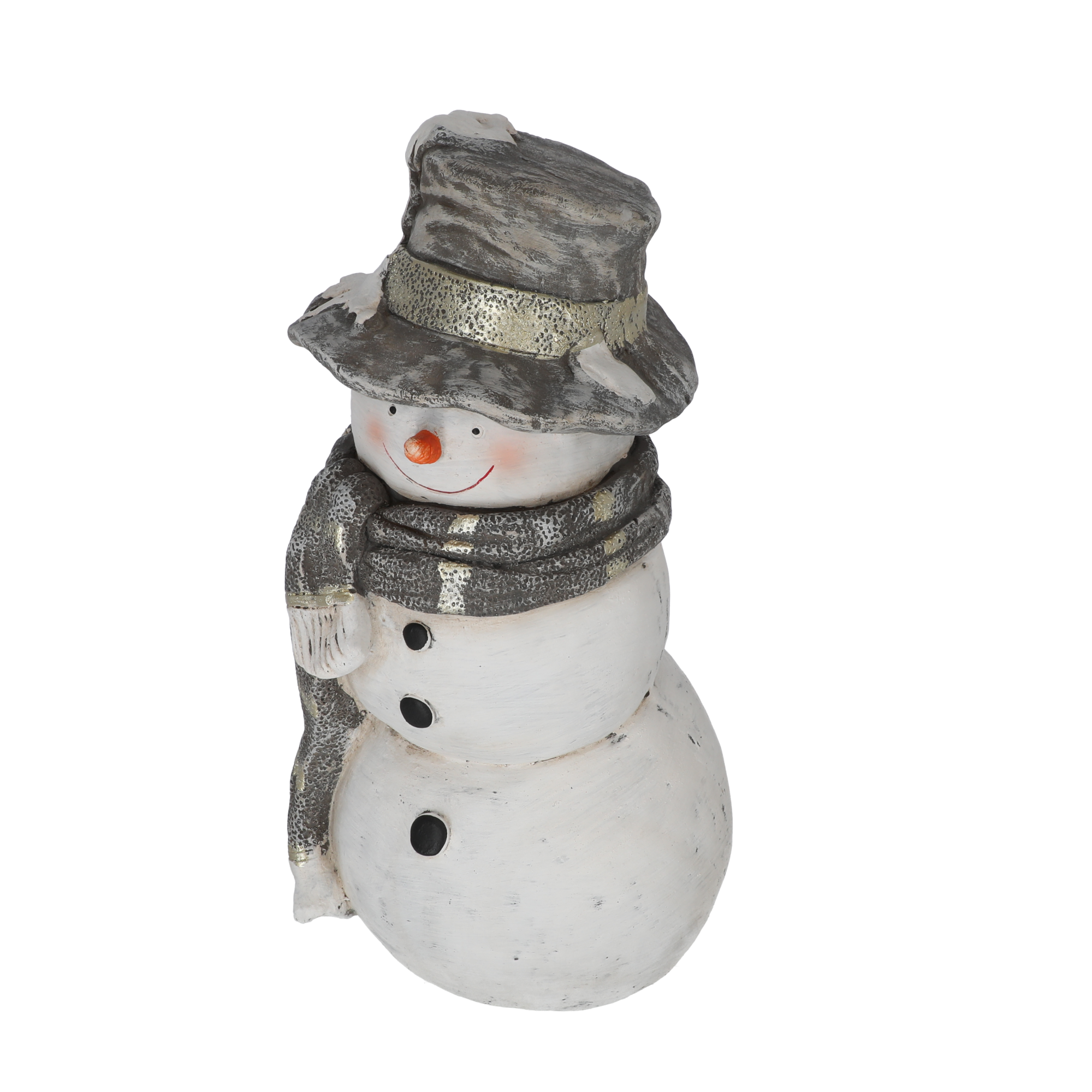 Dekofigur 'Schneemann mit Hut' grau 52 cm
