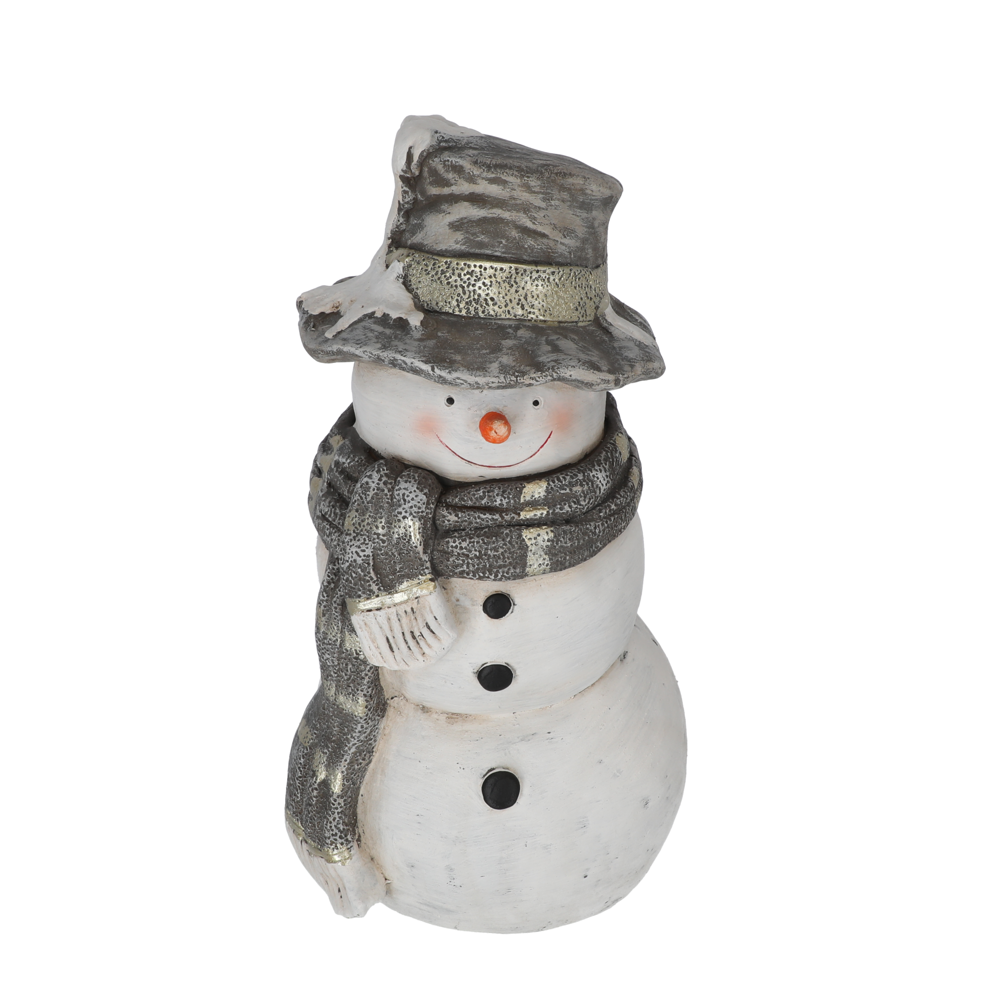 Dekofigur 'Schneemann mit Hut' grau 52 cm