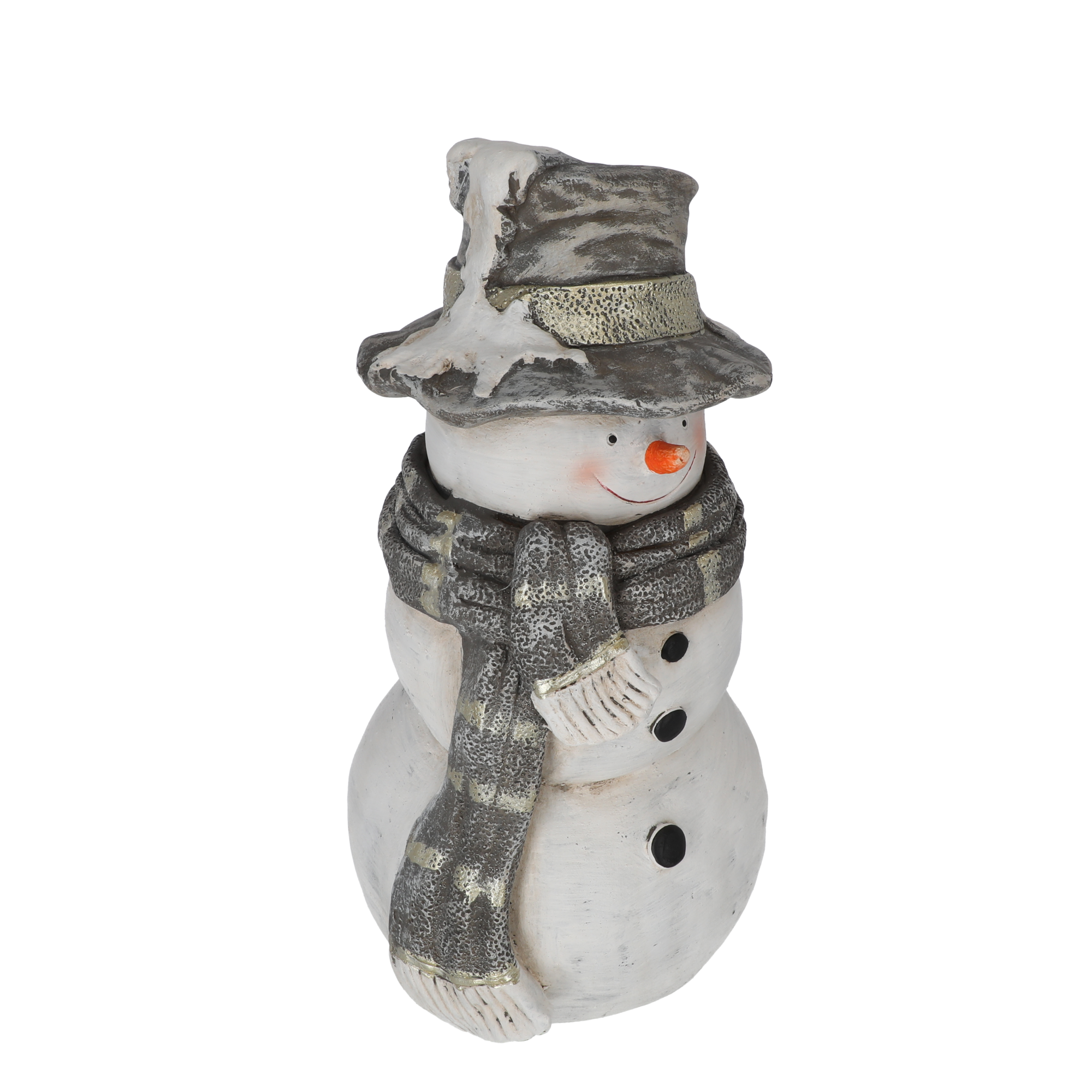 Dekofigur 'Schneemann mit Hut' grau 52 cm