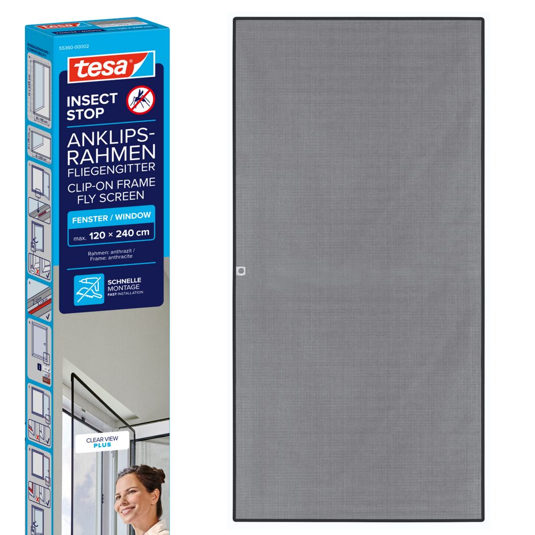 Insect Stop mit Anklipsrahmen schwarz 120 x 240 cm