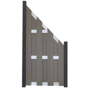 Zaunelement 'Fertigzaun' BPC/Aluminium schräg hellgrau/silber 84,3 x 180 / 90 cm