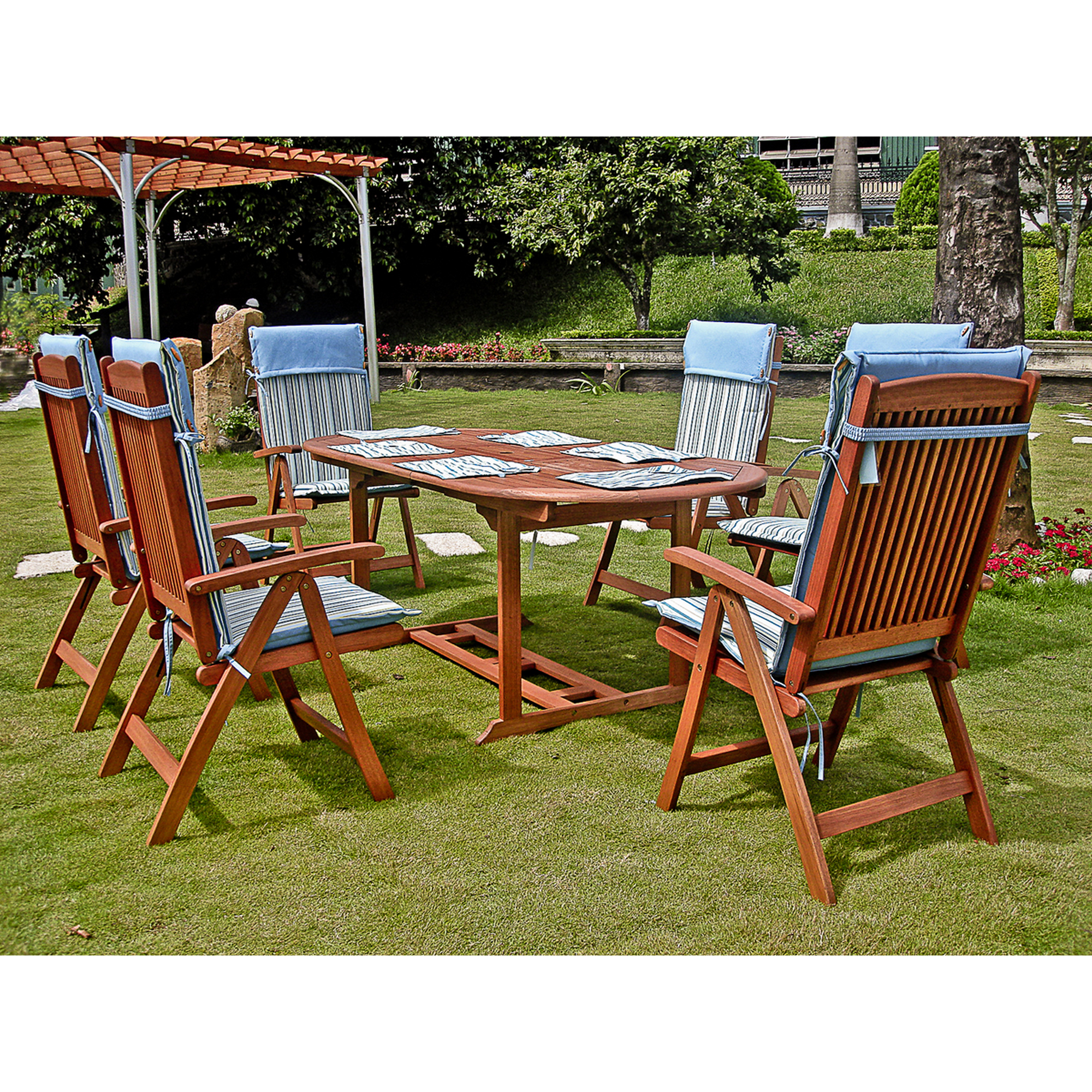 Gartenmöbelset 'Stockholm' für 6 Personen Eukalyptusholz