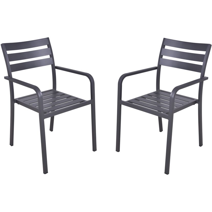 Gartenstuhlset 'Treviso' stapelbar Aluminium anthrazit 2 Stück