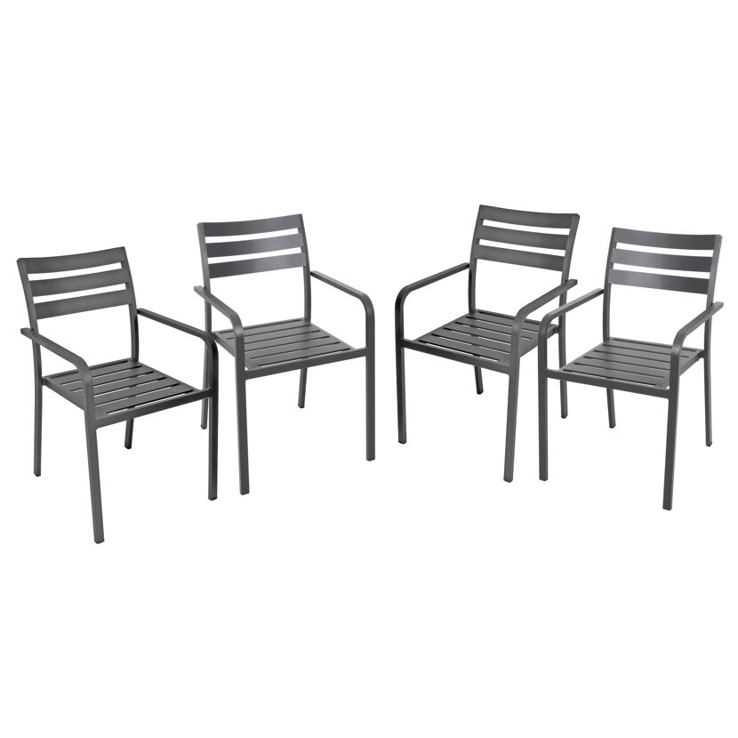 Gartenstuhlset 'Treviso' stapelbar Aluminium anthrazit 4 Stück