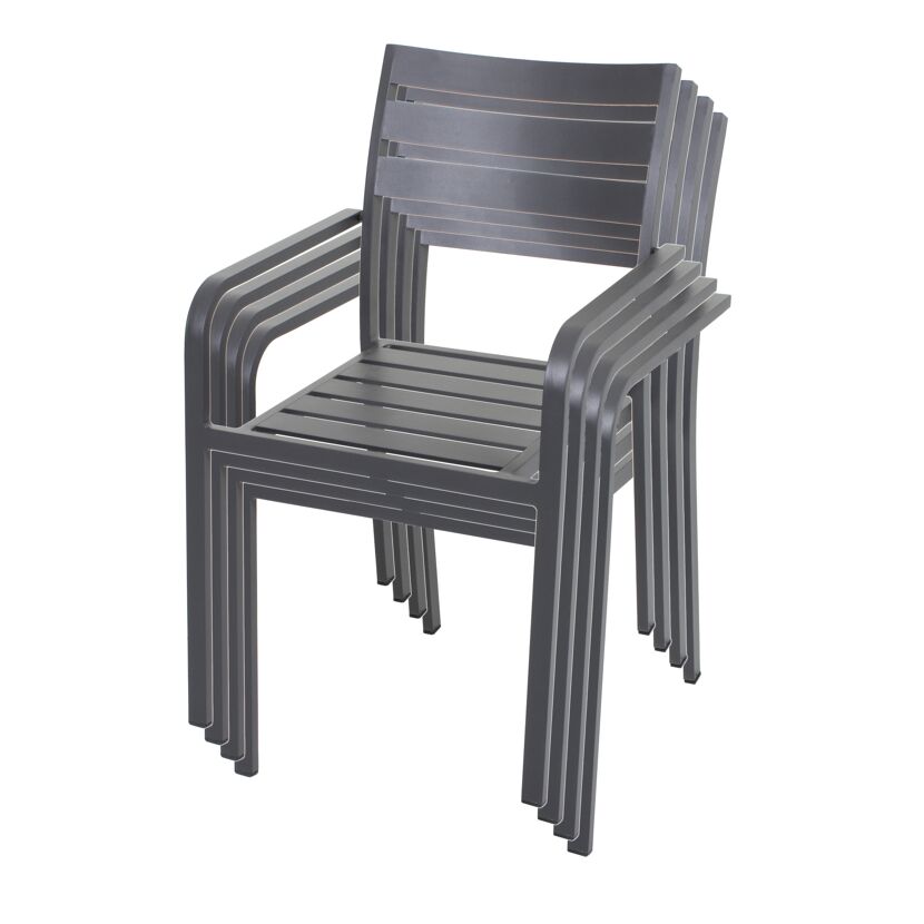 Gartenstuhlset 'Treviso' stapelbar Aluminium anthrazit 4 Stück
