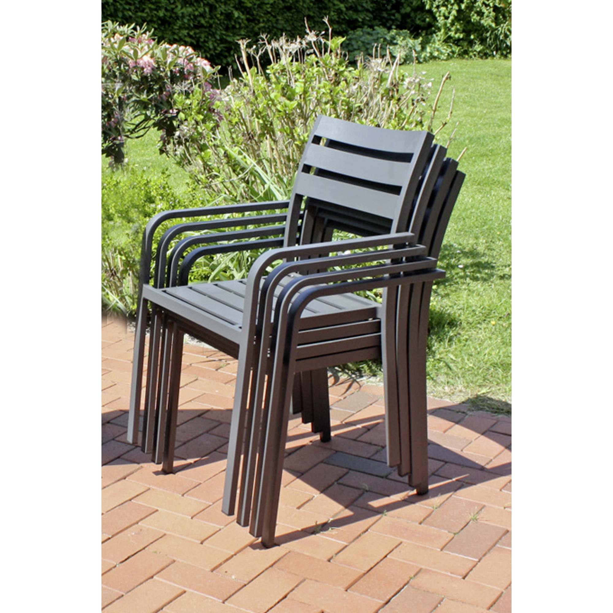 Gartenstuhlset 'Treviso' stapelbar Aluminium anthrazit 4 Stück