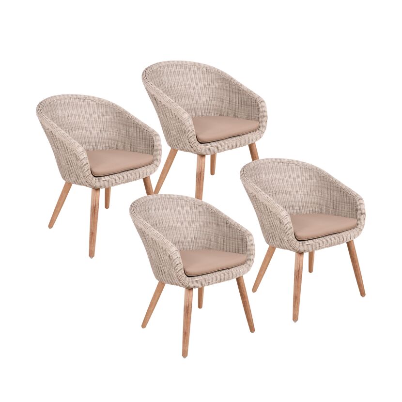 Gartenstuhlset 'Arvada' Aluminium/Akazienholz beige 4 Stück