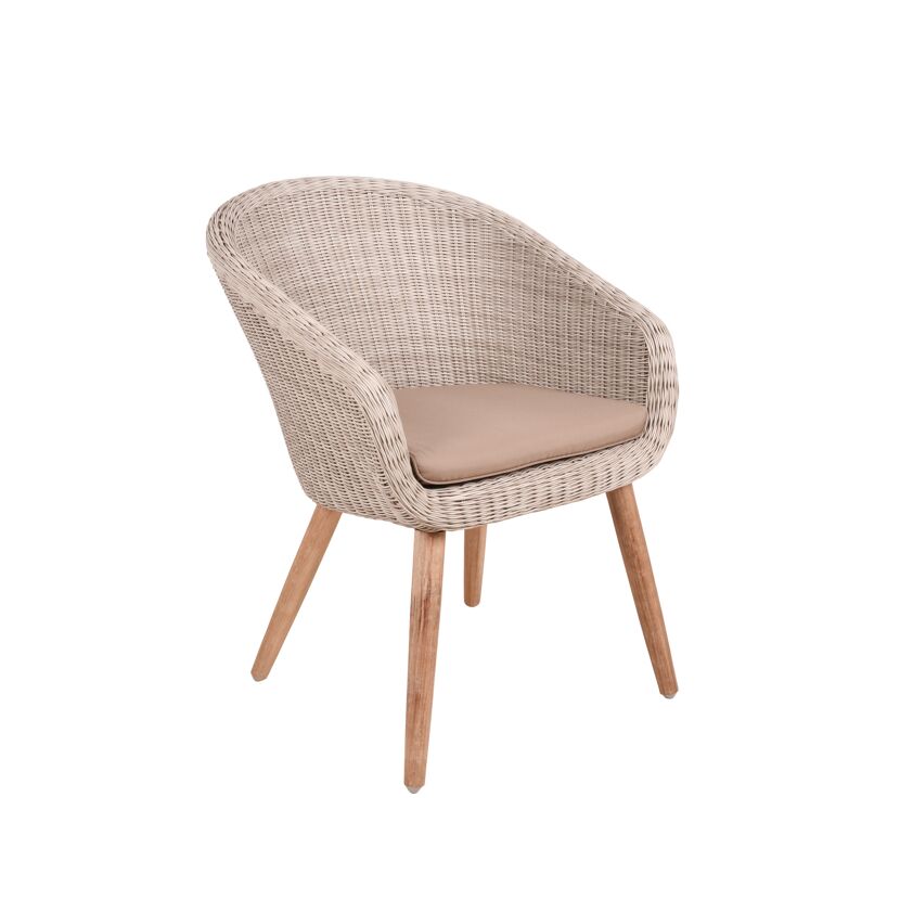 Gartenstuhlset 'Arvada' Aluminium/Akazienholz beige 4 Stück